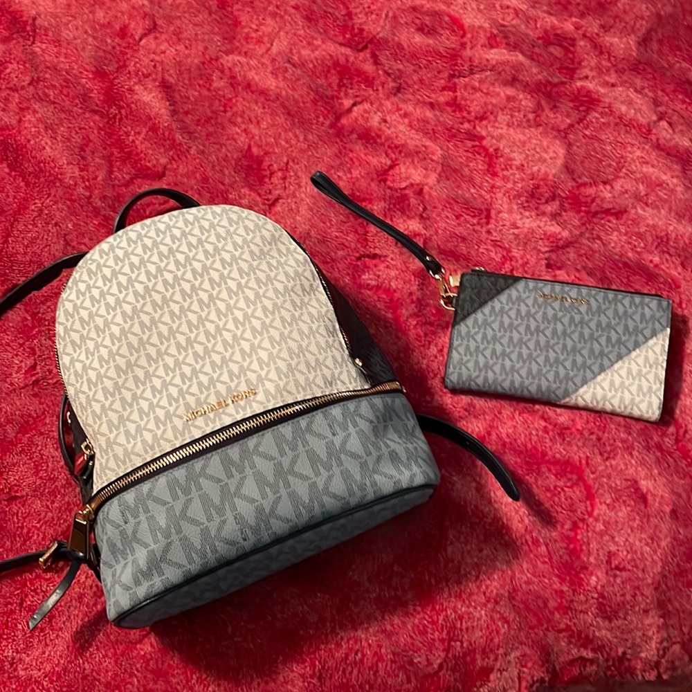 Michael Kors backpack purse and wallet set